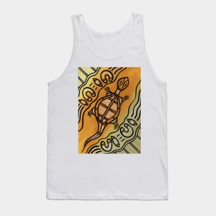 Aboriginal Art - Lizard Yellow Tank Top